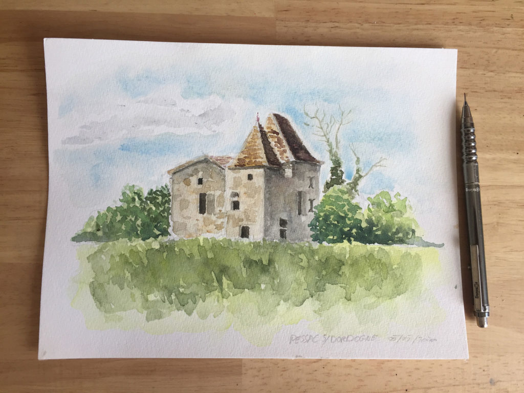 aquarelle paysage Dordogne