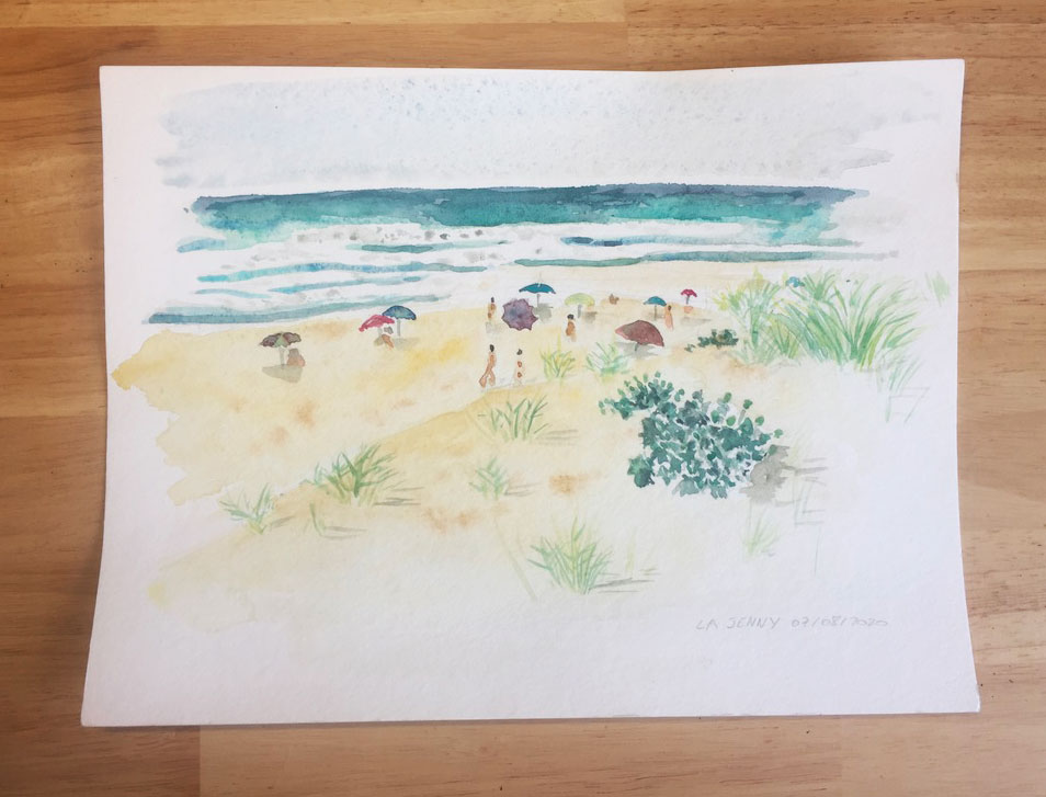 aquarelle paysage plage